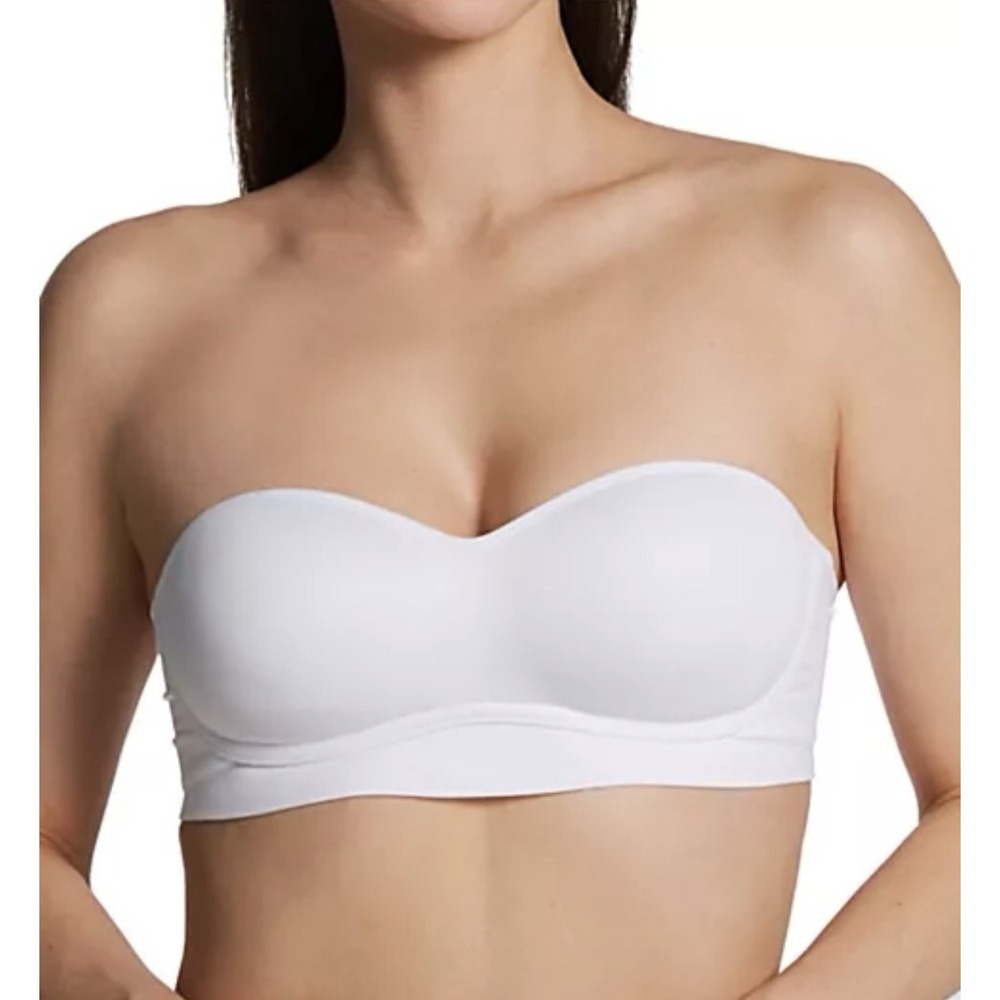 Auden Bra Sz L White Strapless Padded Wireless Push Up New